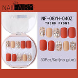 Fake Nails Press Coffin False with Glue Set Packaging Full Artificial Short Kiss Detachable Stick Designs Art Tipsy Cover Box