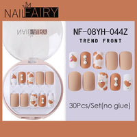 Fake Nails Press Coffin False with Glue Set Packaging Full Artificial Short Kiss Detachable Stick Designs Art Tipsy Cover Box