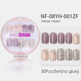 Fake Nails Press Coffin False with Glue Set Packaging Full Artificial Short Kiss Detachable Stick Designs Art Tipsy Cover Box