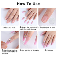 fake nails art press on Matte false nail Solid color with glue coffin stick designs clear set full cover artificial short kiss