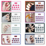 fake nails art press on Matte false nail Solid color with glue coffin stick designs clear set full cover artificial short kiss