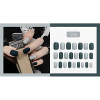 fake nails art press on Matte false nail Solid color with glue coffin stick designs clear set full cover artificial short kiss