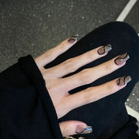 Fake nails Simple Black Lines Nail Finished Press On Nails Short Coffin False Nail Patch design acrylic nail tips for manicure