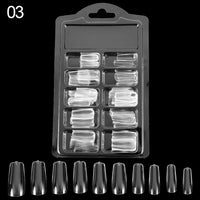 96 pcs/box Transparent Seamless Fake Nails Full Coverage Fake Nails Short T-shaped Water Drop Full Sticker Fake Nails