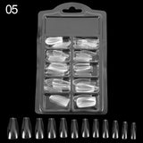 96 pcs/box Transparent Seamless Fake Nails Full Coverage Fake Nails Short T-shaped Water Drop Full Sticker Fake Nails