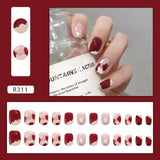 24PCS Fake Nail Patch Sweet Style Removable Short Manicure Tool False Nails Press On Finger Nail Tips Full Finished False Nails