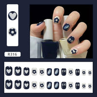 24PCS Fake Nail Patch Sweet Style Removable Short Manicure Tool False Nails Press On Finger Nail Tips Full Finished False Nails