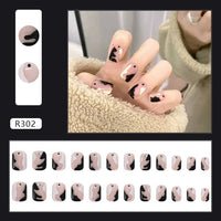 24PCS Fake Nail Patch Sweet Style Removable Short Manicure Tool False Nails Press On Finger Nail Tips Full Finished False Nails