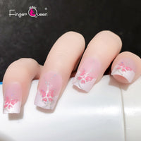 Short Flower Classic Press On Acrylic Nails French Square Head False Nails Natural Designed Nails Daily Office Fake Nails