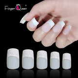 Short Flower Classic Press On Acrylic Nails French Square Head False Nails Natural Designed Nails Daily Office Fake Nails