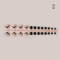 Full Cover Fake Toenails Short Square Wearable Toe Nails with Glitter Strip Design Foot Art False Nails Tips Toes Toe Nail Decor