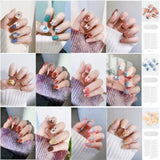 Press on False with Designs Set Bowknot Cartoon Animal Decal Fake Nails Art Heart Point Full Cover Artificial Short Nail Tips