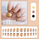 Press on False with Designs Set Bowknot Cartoon Animal Decal Fake Nails Art Heart Point Full Cover Artificial Short Nail Tips