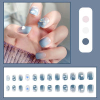 Press on False with Designs Set Bowknot Cartoon Animal Decal Fake Nails Art Heart Point Full Cover Artificial Short Nail Tips