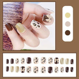 Press on False with Designs Set Bowknot Cartoon Animal Decal Fake Nails Art Heart Point Full Cover Artificial Short Nail Tips