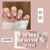 Square Head Nails Fake Set White Stars Nail Patch Sweet Style Removable Short Paragraph Manicure Save Time False Nail Patch