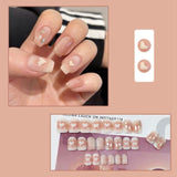 Square Head Nails Fake Set White Stars Nail Patch Sweet Style Removable Short Paragraph Manicure Save Time False Nail Patch