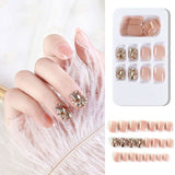 24pcs/Box Detachable Press On Nails False Nails Wearable With diamond Short Fake Nails Full Cover Nail Tips Manicure Tool