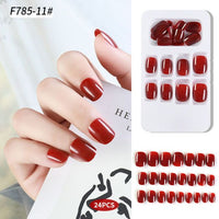 24pcs/Box Detachable Press On Nails False Nails Wearable With diamond Short Fake Nails Full Cover Nail Tips Manicure Tool