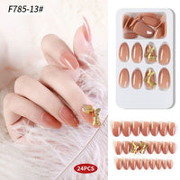 24pcs/Box Detachable Press On Nails False Nails Wearable With diamond Short Fake Nails Full Cover Nail Tips Manicure Tool