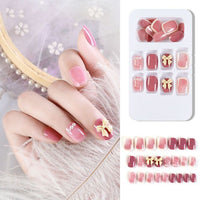 24pcs/Box Detachable Press On Nails False Nails Wearable With diamond Short Fake Nails Full Cover Nail Tips Manicure Tool