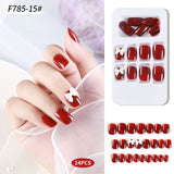 24pcs/Box Detachable Press On Nails False Nails Wearable With diamond Short Fake Nails Full Cover Nail Tips Manicure Tool