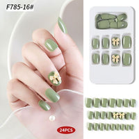 24pcs/Box Detachable Press On Nails False Nails Wearable With diamond Short Fake Nails Full Cover Nail Tips Manicure Tool