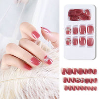 24pcs/Box Detachable Press On Nails False Nails Wearable With diamond Short Fake Nails Full Cover Nail Tips Manicure Tool