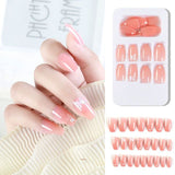 24pcs/Box Detachable Press On Nails False Nails Wearable With diamond Short Fake Nails Full Cover Nail Tips Manicure Tool