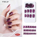 24pcs/Box Detachable Press On Nails False Nails Wearable With diamond Short Fake Nails Full Cover Nail Tips Manicure Tool