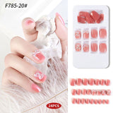 24pcs/Box Detachable Press On Nails False Nails Wearable With diamond Short Fake Nails Full Cover Nail Tips Manicure Tool