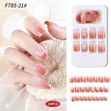 24pcs/Box Detachable Press On Nails False Nails Wearable With diamond Short Fake Nails Full Cover Nail Tips Manicure Tool