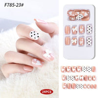 24pcs/Box Detachable Press On Nails False Nails Wearable With diamond Short Fake Nails Full Cover Nail Tips Manicure Tool