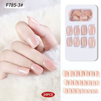 24pcs/Box Detachable Press On Nails False Nails Wearable With diamond Short Fake Nails Full Cover Nail Tips Manicure Tool