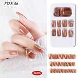 24pcs/Box Detachable Press On Nails False Nails Wearable With diamond Short Fake Nails Full Cover Nail Tips Manicure Tool