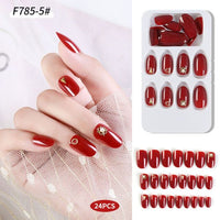 24pcs/Box Detachable Press On Nails False Nails Wearable With diamond Short Fake Nails Full Cover Nail Tips Manicure Tool