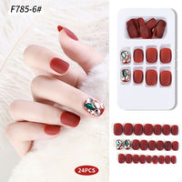 24pcs/Box Detachable Press On Nails False Nails Wearable With diamond Short Fake Nails Full Cover Nail Tips Manicure Tool