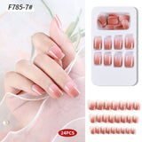 24pcs/Box Detachable Press On Nails False Nails Wearable With diamond Short Fake Nails Full Cover Nail Tips Manicure Tool