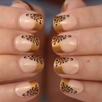 Short French Tips Natural Press On Nails Lace Pattern Nude Fake Gel Nails With Design Daily Wear For Girls Ladies