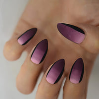 24pcs Fake Press On Nails Set Stiletto Medium Length Artificial Nails With Design Glitter Reusable Nail Tips Purple Queen