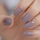 Natural Creamy French Faux Ongles gel Ombre Press On Nail Short Oval Clear Fake Nail Manicure Tool