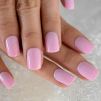 Square Nails Finger Nail Set Press On Acrylic Nail Short Size Pink Colour Manicure Beauty Cool