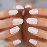 24pcs/pack Milk White Pink False Nail Extension Fake Frosted Oval Fingernails For Ladies Daily Wearable L