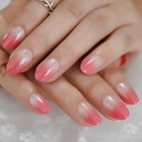 24pcs/pack Milk White Pink False Nail Extension Fake Frosted Oval Fingernails For Ladies Daily Wearable L