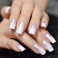 Short Medium Press On Nails Square Design With Silver Glitter False Nails For Women Glossy Nail Tips