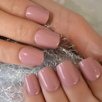 gel False Nails Dark Pink Flawless Press-ons Short Fake Nails Squoval Head Glossy Acrylic Artificial Fingernails Tips