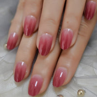 gel False Nails Dark Pink Flawless Press-ons Short Fake Nails Squoval Head Glossy Acrylic Artificial Fingernails Tips