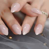 Clear French Nail Art Tips Short Size White Tip Press On Nails with Silver Smile Line Decorative Round Manicure Tips