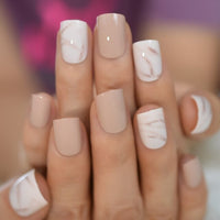 Gradient French Ombre Fake Nail Tips Frosted Matte Nails Wearable Press On False Fingernail Short Set