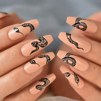 Designer Artificial False Nails Blossom Flowers Painting Press On Nail Tips Summer Fake Artificial Femmes Faux Ongles